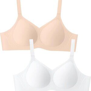 LetsJoli Wireless Bras for Women 2-pack white and nude, size L